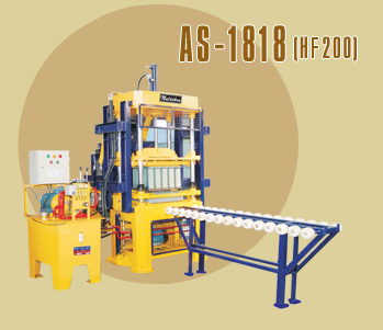 This is a medium size machine for production of high quality concrete/flyash Gypsum elements such as bricks, solid and hollow blocks, interlocking pavement upto 4000 bricks or 600 blocks of 8 x 16 x 6" production per shift. Optional feeding and unloading equipments.